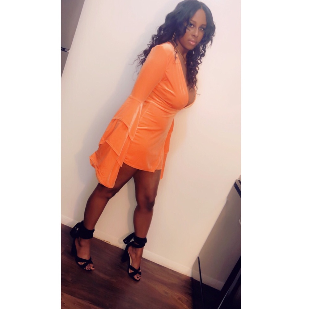 Beautiful flare arm orange dress